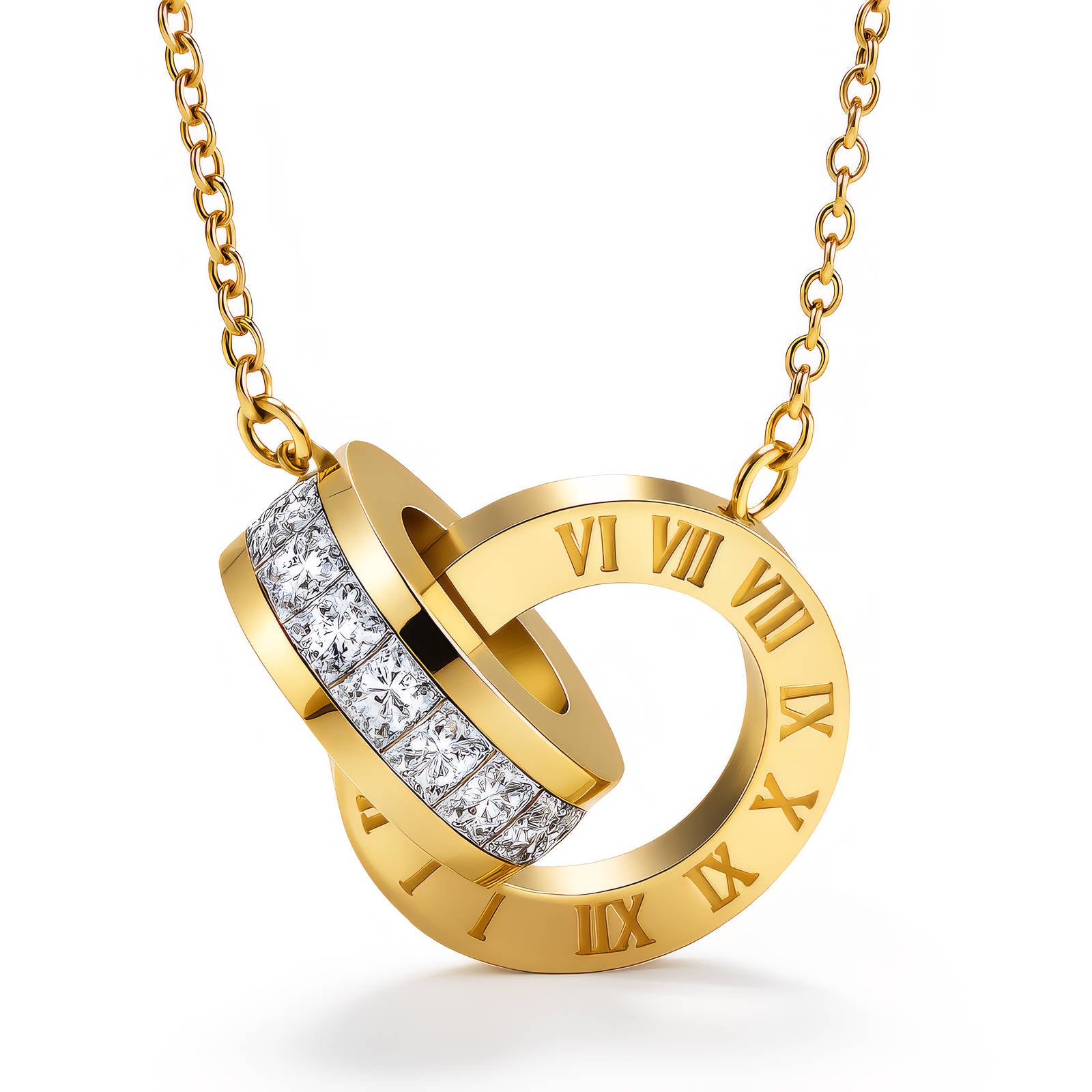 Timeless Roman Numeral Interlocking Necklace
