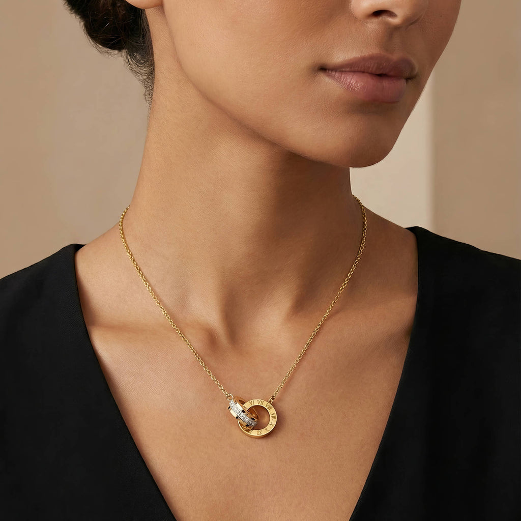 Timeless Roman Numeral Interlocking Necklace