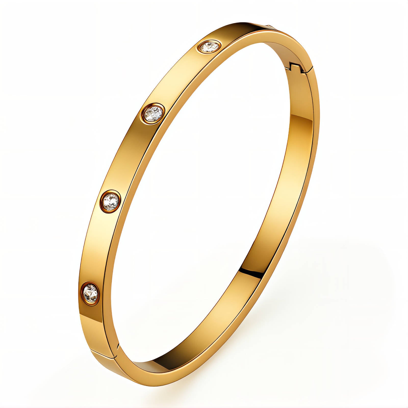 18k Gold plated bangle with cubic zirconia stones