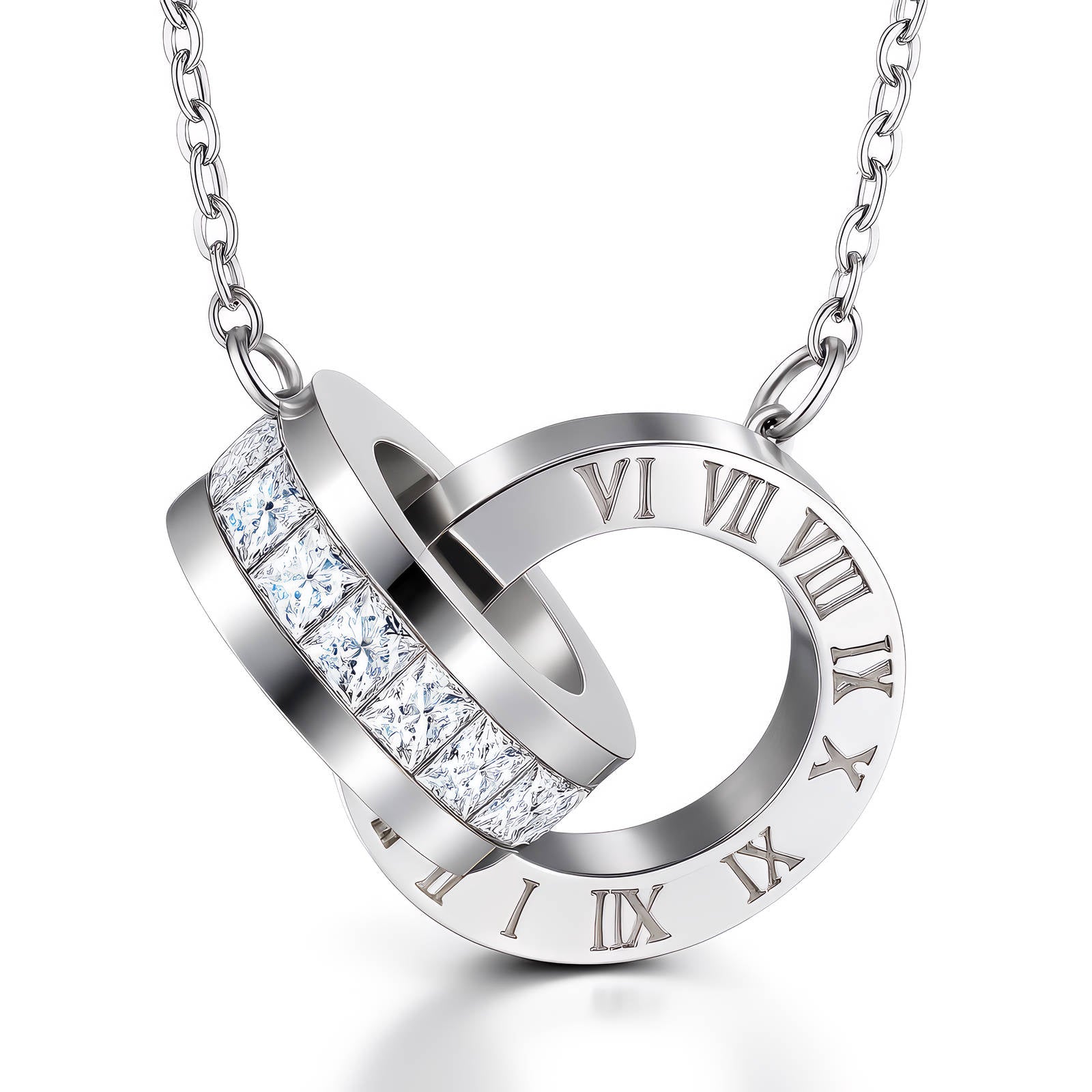 Timeless Roman Numeral Interlocking necklace